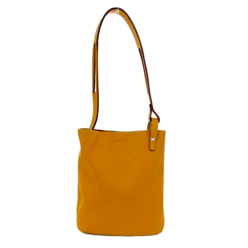 LOEWE Brown Calfskin Leather Small Asymmetric Shoulder Bag w/COA